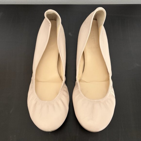 J.Crew Anya Nude Ballet Flat Slip-On Leather Shoes Women’s Size 8.5 - Picture 1 of 10
